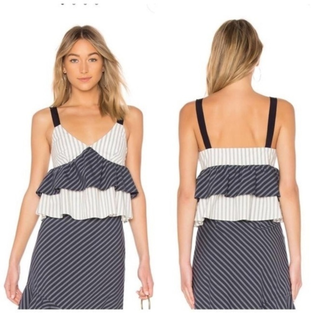JOIE Blue Marjie Top in Dark Navy & porcelain - Picture 2 of 12